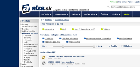 Obr. Príklad Sliders (www.alza.sk)