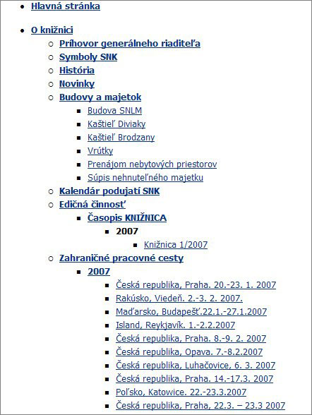 Obr. O hierarchii sídla sa presvedčíme, ak si pozrieme mapu webového sídla
