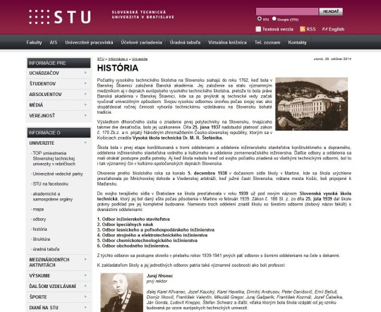 Obr. Komplexné informácie o Slovenskej technickej univerzite