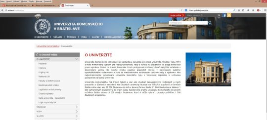 Obr. Sekcia O Univerzite Univerzity Komenského nedostatočne zvýrazňuje jej silné stránky