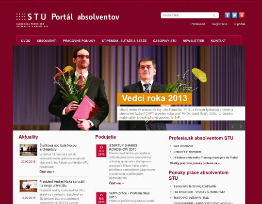 Obr. Portál absolventov Slovenskej technickej univerzity v Bratislave