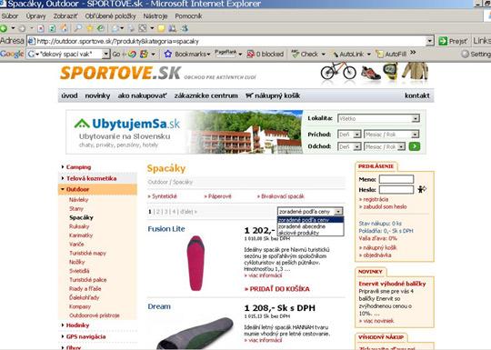 SPORTOVE.sk - Časť webového sídla Outdoor/Spacáky